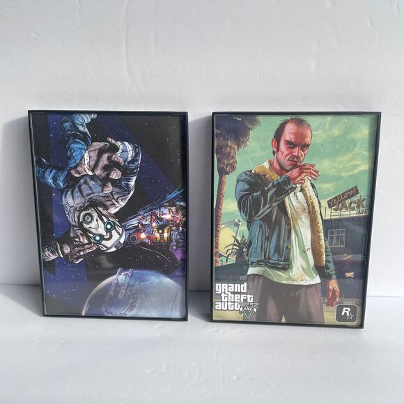 2 Framed Gamer Pictures Grand Theft Auto Gaming Art Card 7 x 5 - Picture 5 of 5